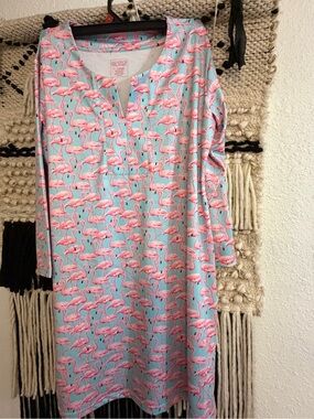Flamingo Print Swim dress spf 50 in blue and pink print - never worn